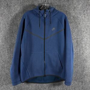 Nike Tech Fleece Windrunner Hoodie Mens Large Blue Full Zip Jacket 805144-451